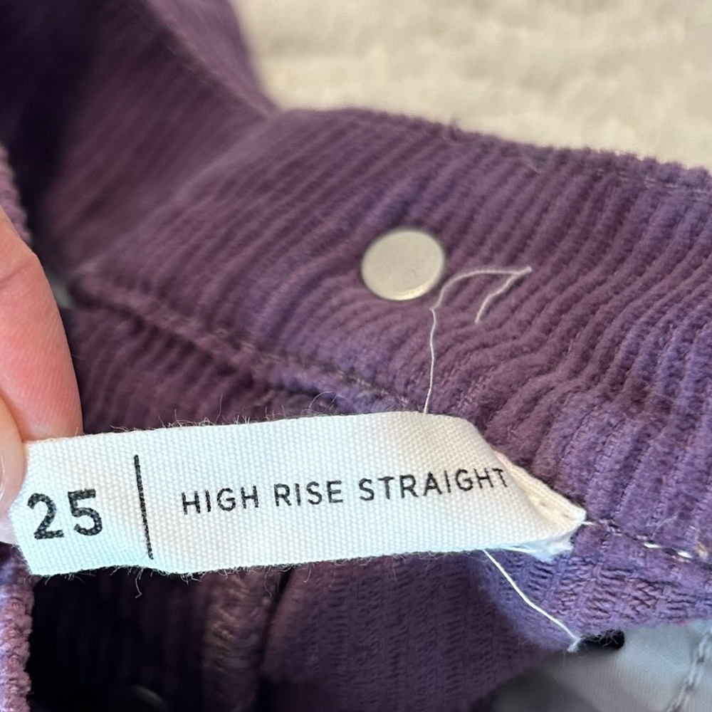 PacSun Purple Corduroy High Waisted High Rise Straight Leg Crop Raw Hem Sz 25 - Picture 10 of 14